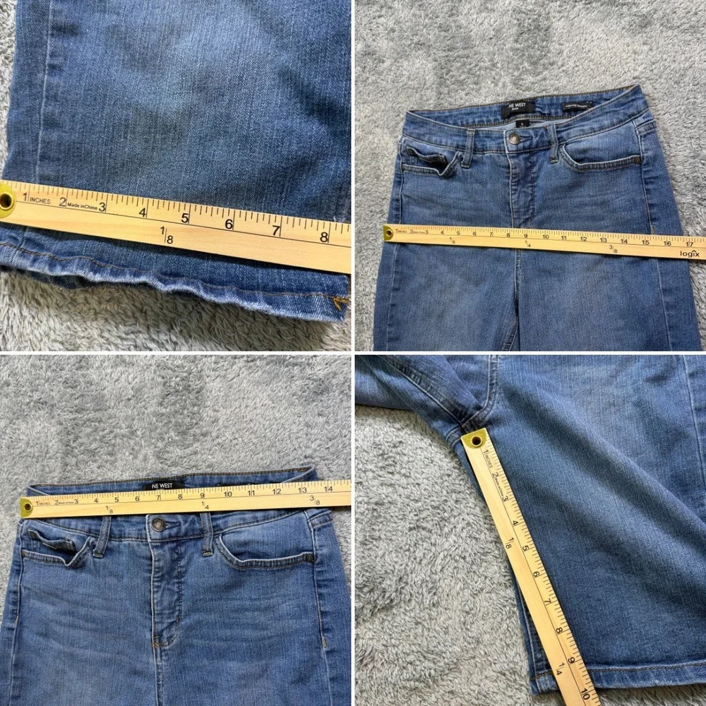 Nine West Womens High Rise Bermuda Denim Shorts 6 Blue Stretch Jean